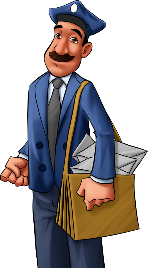 Cartoon Mailman With Letters PNG