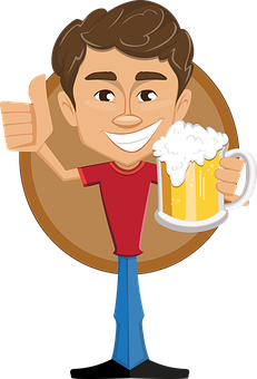 Cartoon Man Holding Beer Mug PNG
