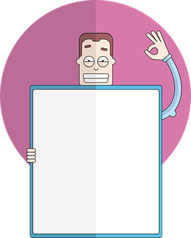 Cartoon Man Holding Blank Sign PNG