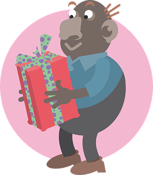 Cartoon Man Holding Gift PNG