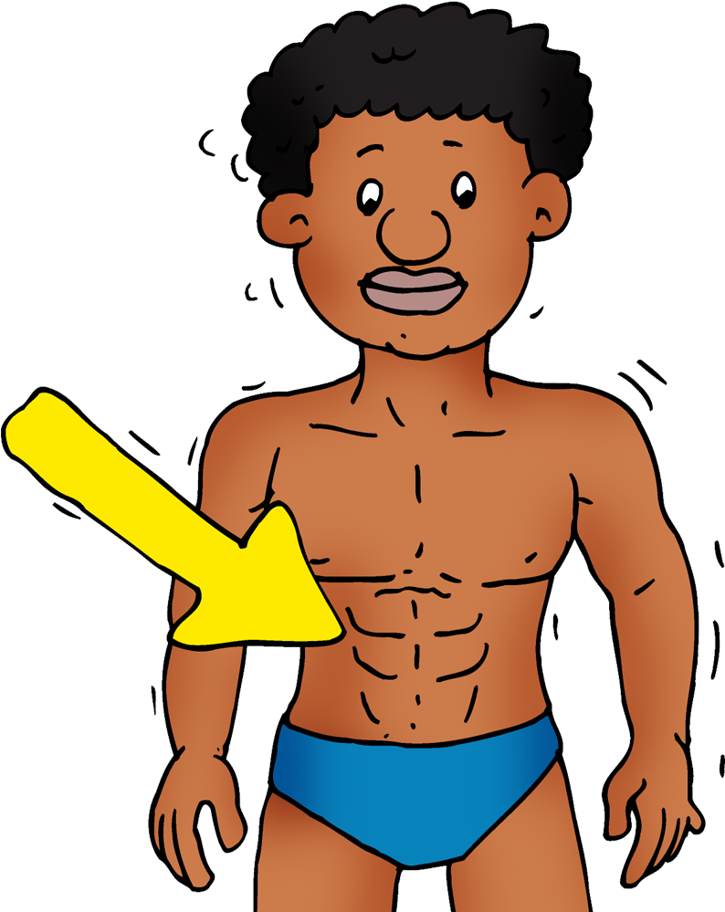 Cartoon Man Showing Abs PNG