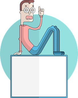 Cartoon Man Sitting On Sign PNG