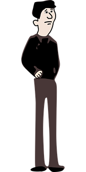 Cartoon Man Standing Black Background PNG