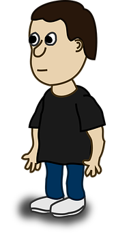 Cartoon Man Standing Black Shirt PNG