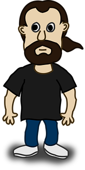 Cartoon Man Standing Black Shirt PNG