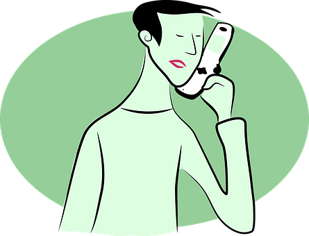 Cartoon Man Talkingon Phone PNG