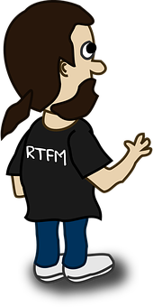 Cartoon Man Wearing R T F M Shirt PNG