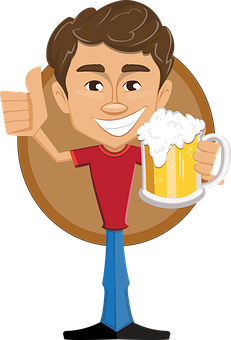 Cartoon Man With Beer Mug PNG