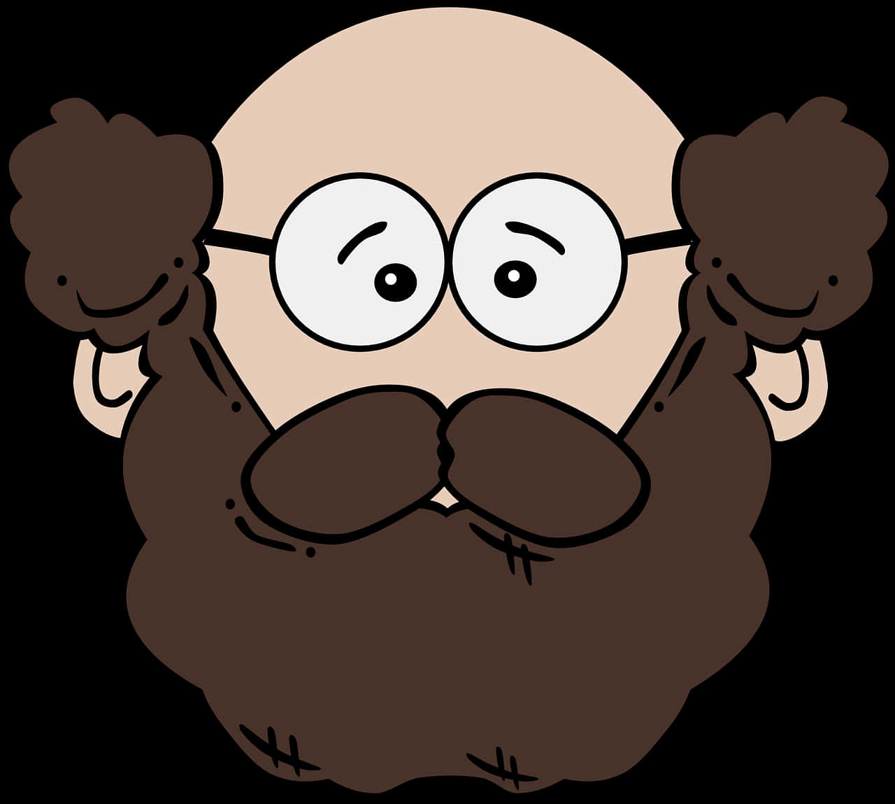 Cartoon Man With Bushy Mustacheand Beard PNG
