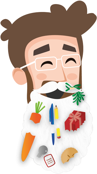 Cartoon Man With Decorated Santa Beard PNG