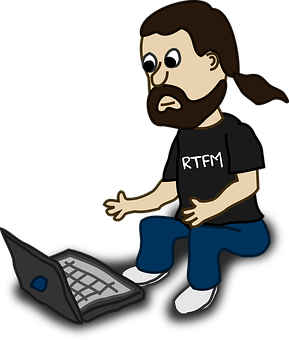 Cartoon Man With Laptop R T F M Shirt PNG