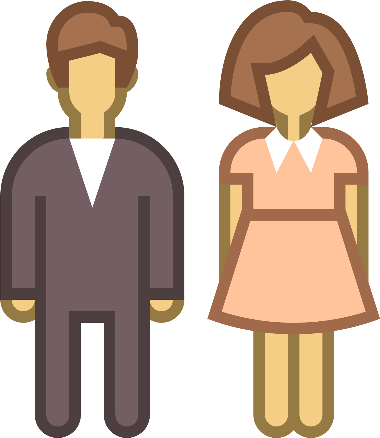 Cartoon Manand Woman Standing PNG
