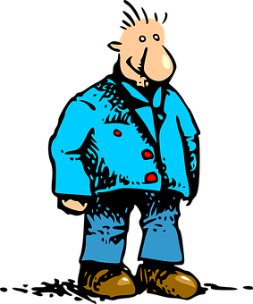 Cartoon Manin Blue Jacket PNG