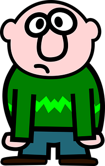 Cartoon Manin Green Sweater PNG