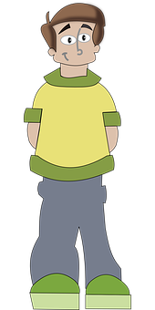 Cartoon Manin Yellow Shirtand Green Shoes PNG