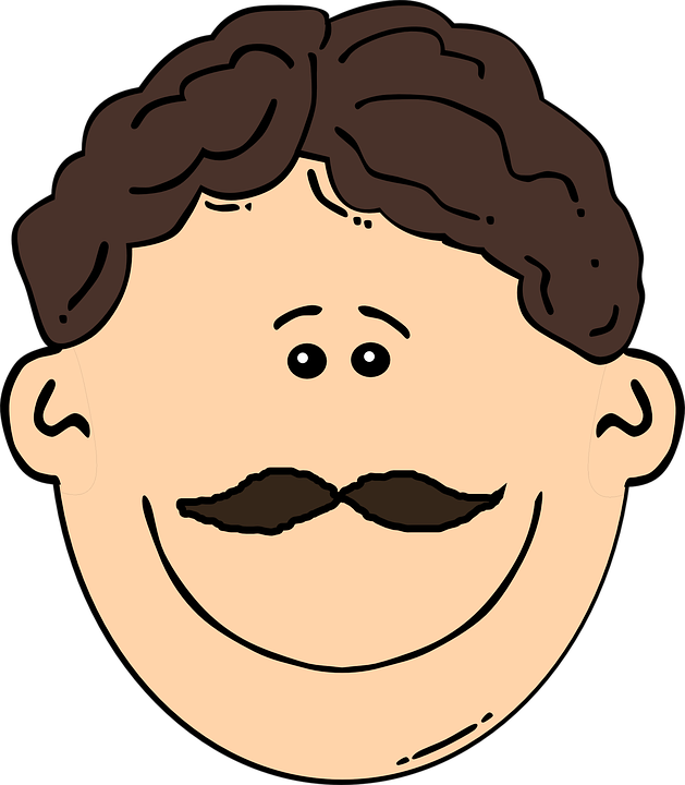 Cartoon Manwith Brown Hairand Mustache PNG