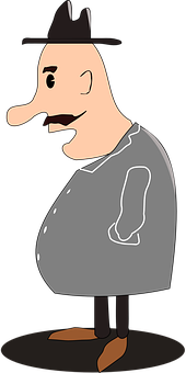Cartoon Manwith Hatand Mustache PNG
