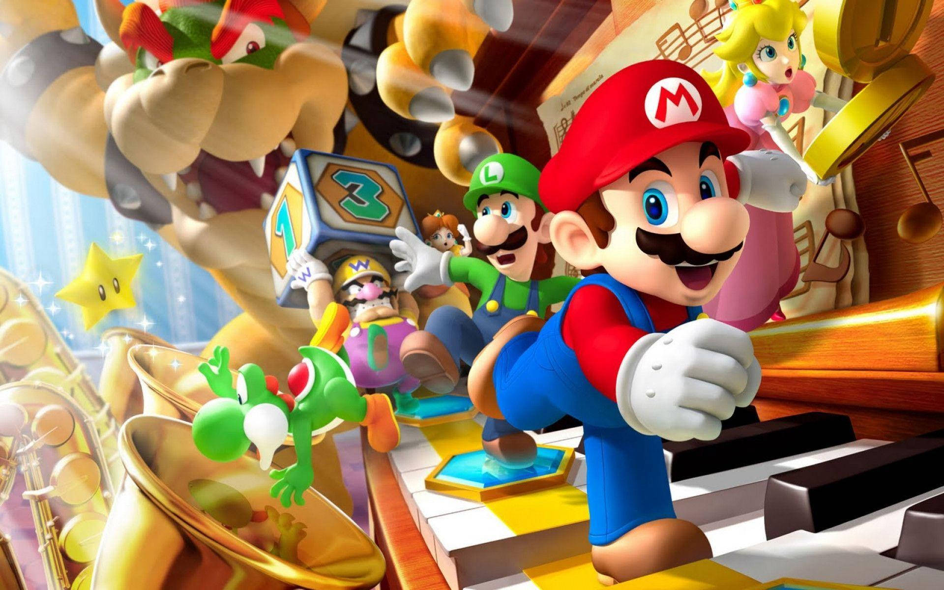 Mario & Luigi Taking on Bowser Wallpaper