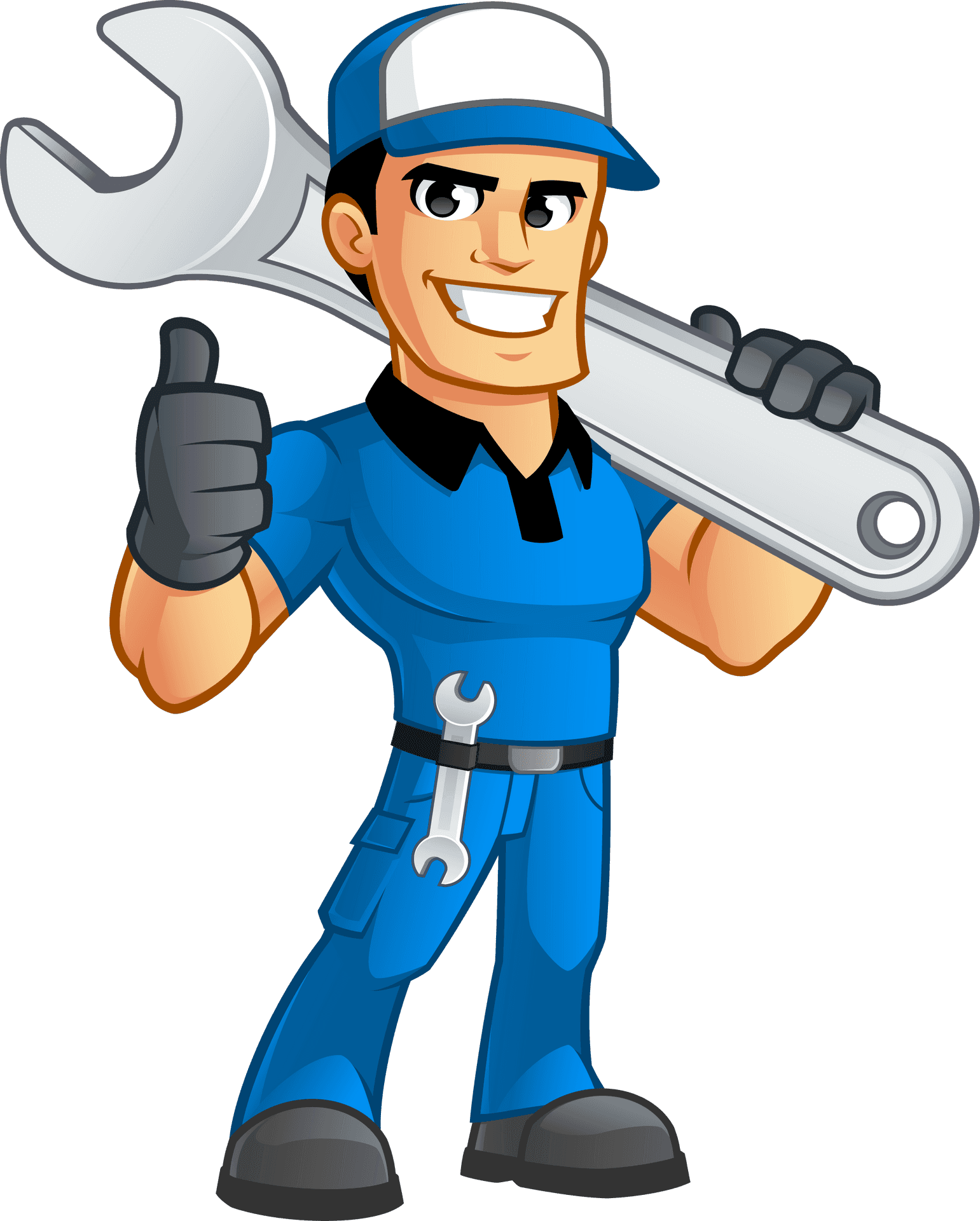 Cartoon Mechanic With Wrench PNG
