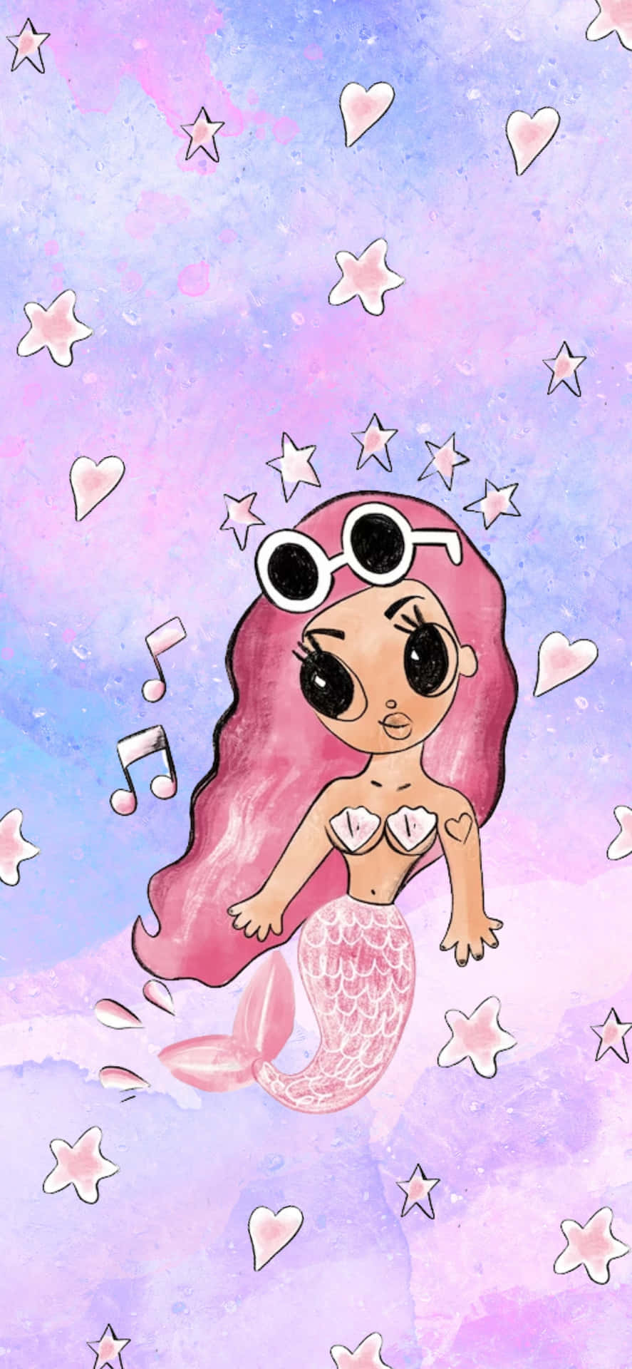 Cartoon Mermaid Musical Adventure Wallpaper