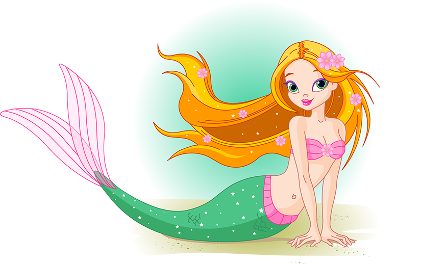 Cartoon Mermaid Sitting Illustration PNG