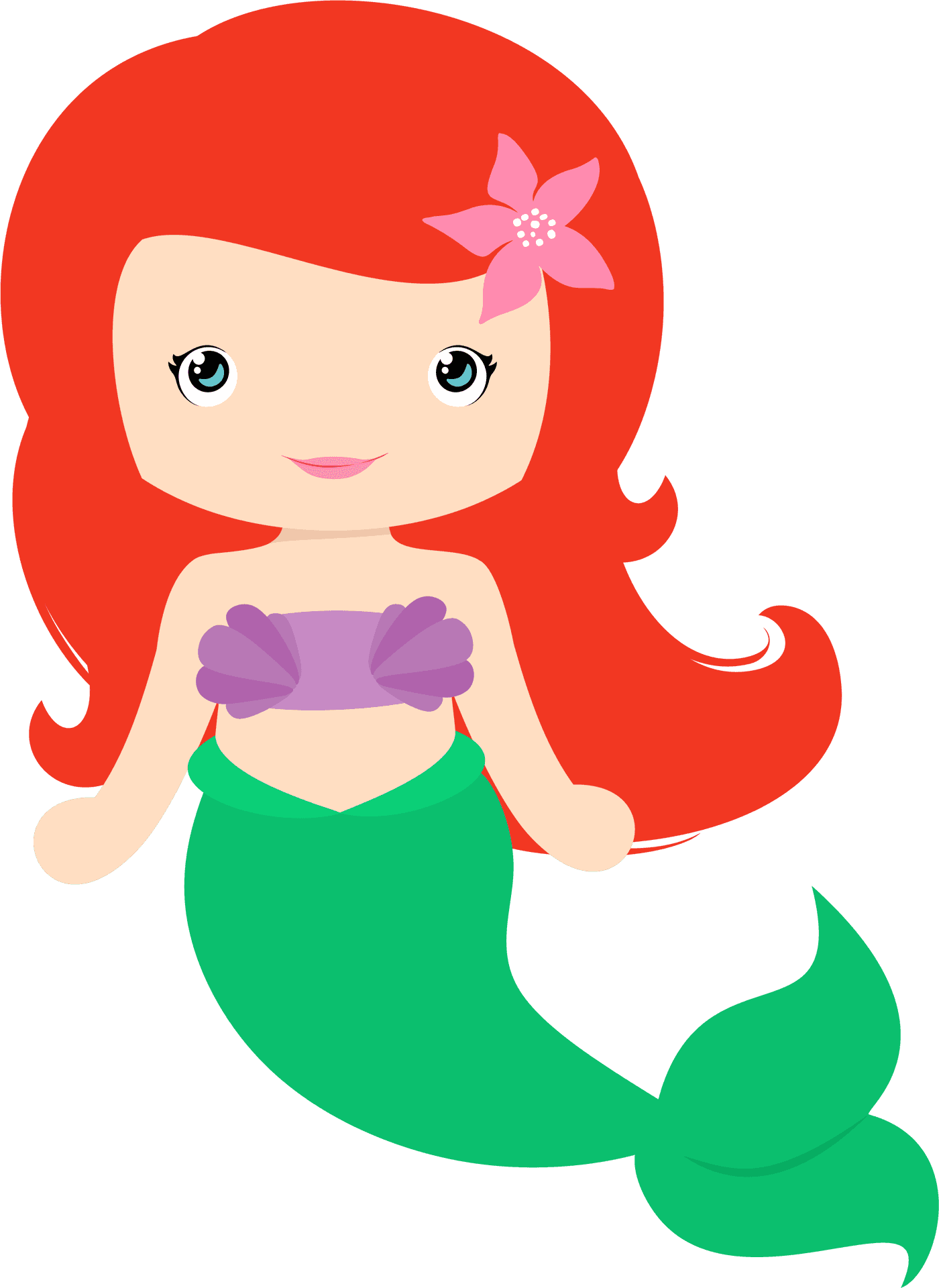 Cartoon Mermaidwith Red Hair PNG