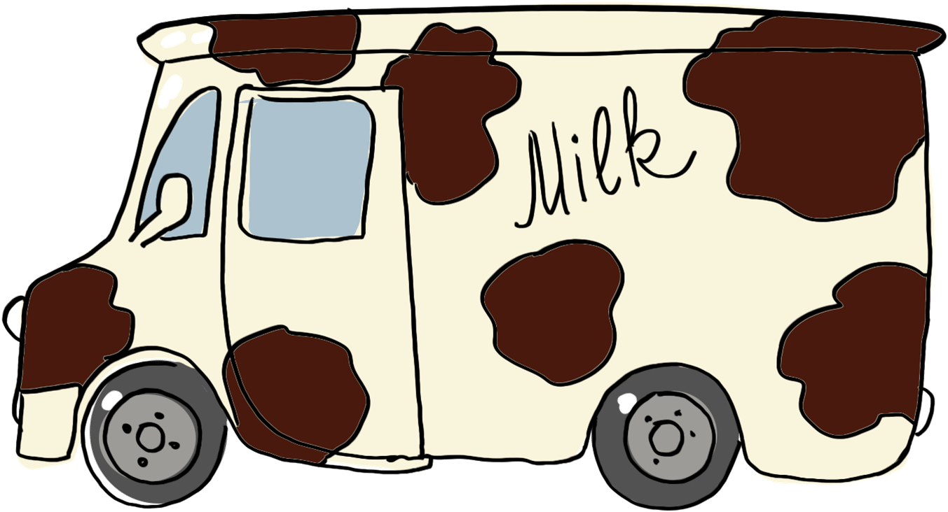 Cartoon Milk Delivery Van PNG