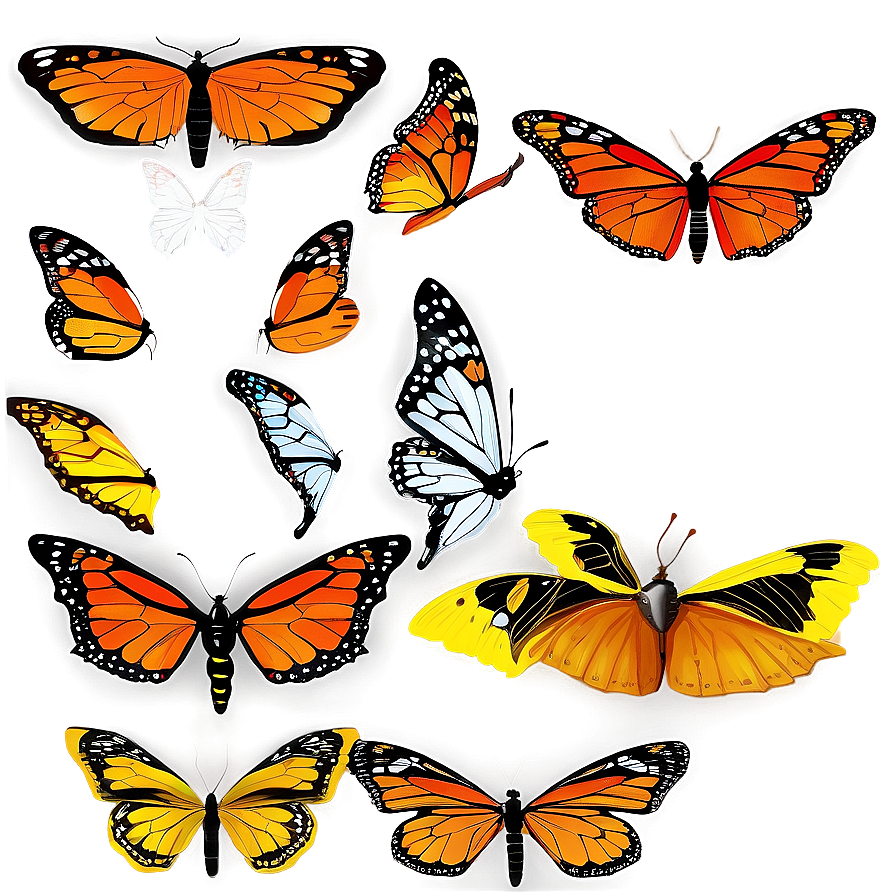 Cartoon Monarch Butterflies Png 06252024 PNG