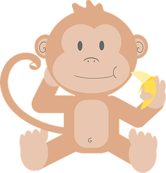 Cartoon Monkey Holding Banana PNG