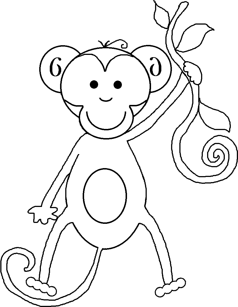 Cartoon Monkey Holding Branch PNG