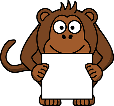 Cartoon Monkey Holding Sign PNG