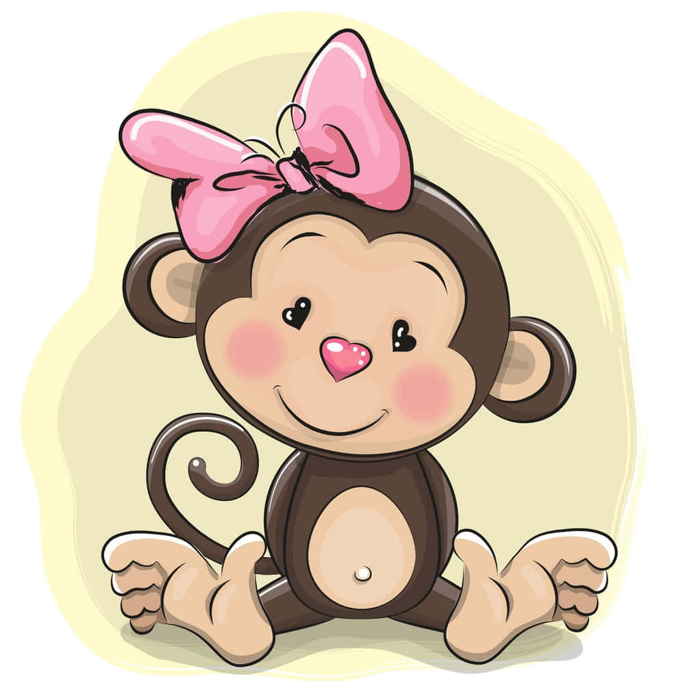 Cute Monkey With Pink Bow