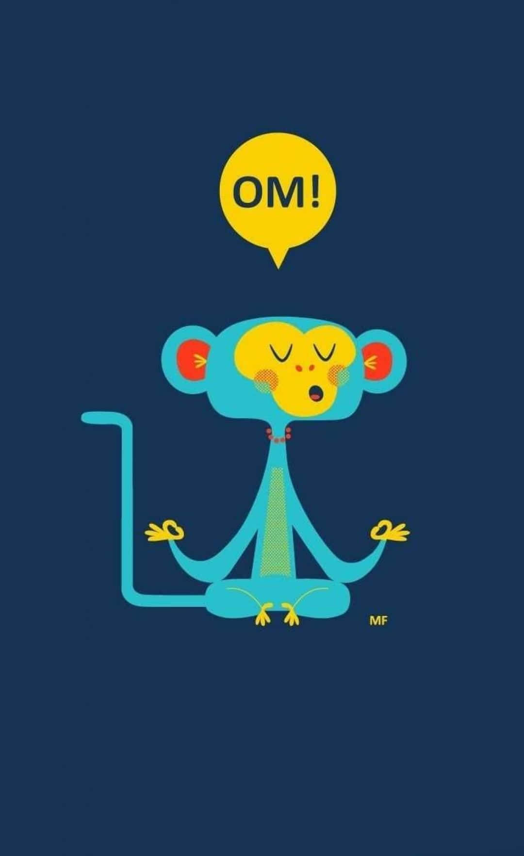A Cartoon Monkey With A Speech Bubble Saying Om