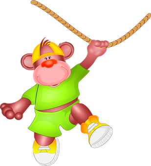 Cartoon Monkey Swingingon Vine PNG