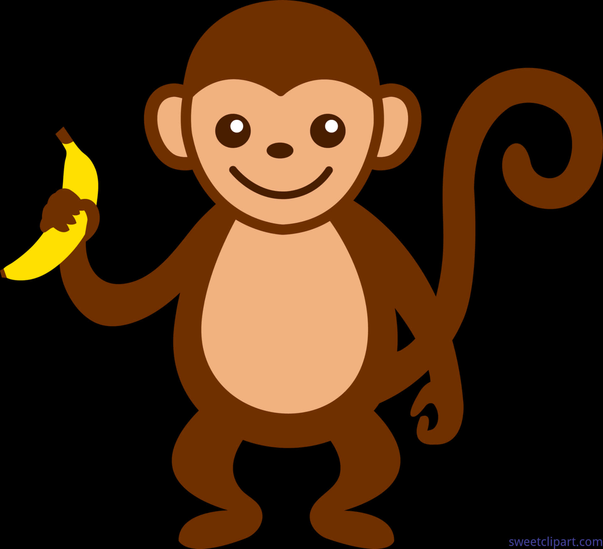 Cartoon_ Monkey_ With_ Banana PNG