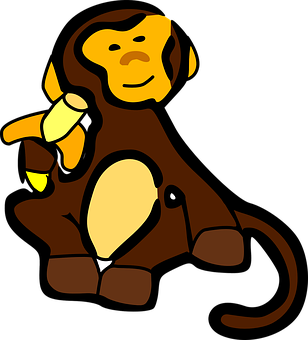 Cartoon Monkey With Banana PNG