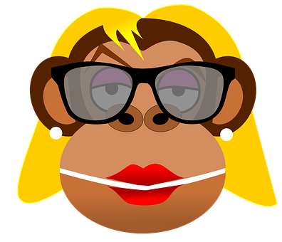 Cartoon Monkey With Blonde Hairand Glasses PNG