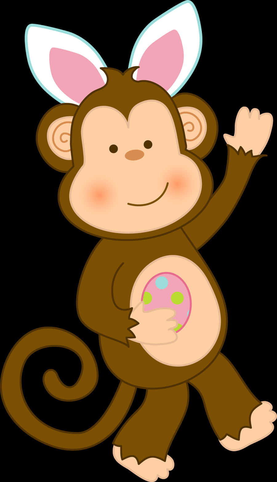 Cartoon Monkey With Egg Illustration PNG