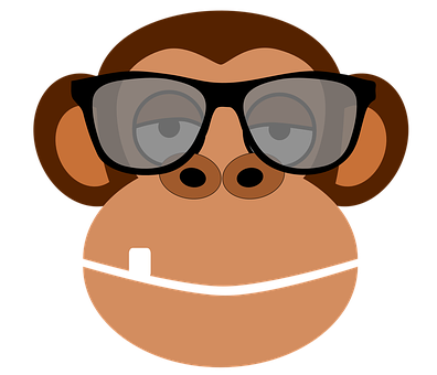 Cartoon Monkey With Glasses PNG