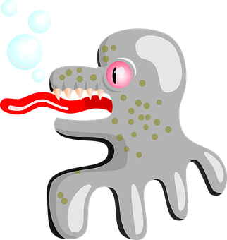 Cartoon Monster Bubbles Graphic PNG