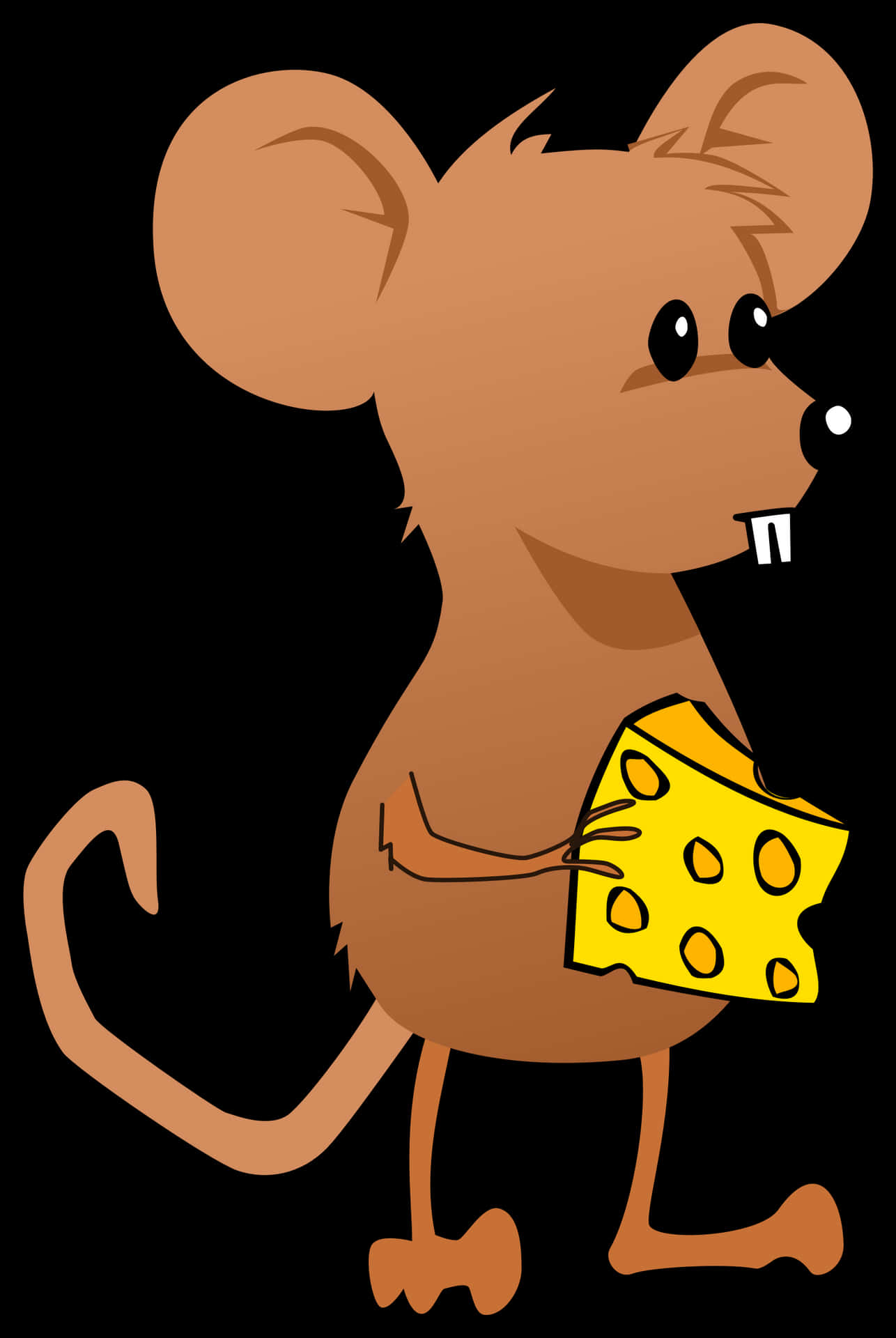 Cartoon Mouse Holding Cheese PNG