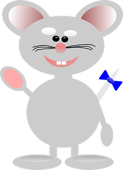 Cartoon Mouse Holding Magic Wand PNG