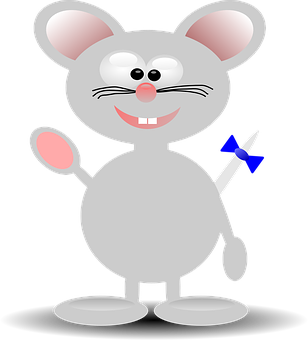 Cartoon Mouse Holding Pinwheel PNG