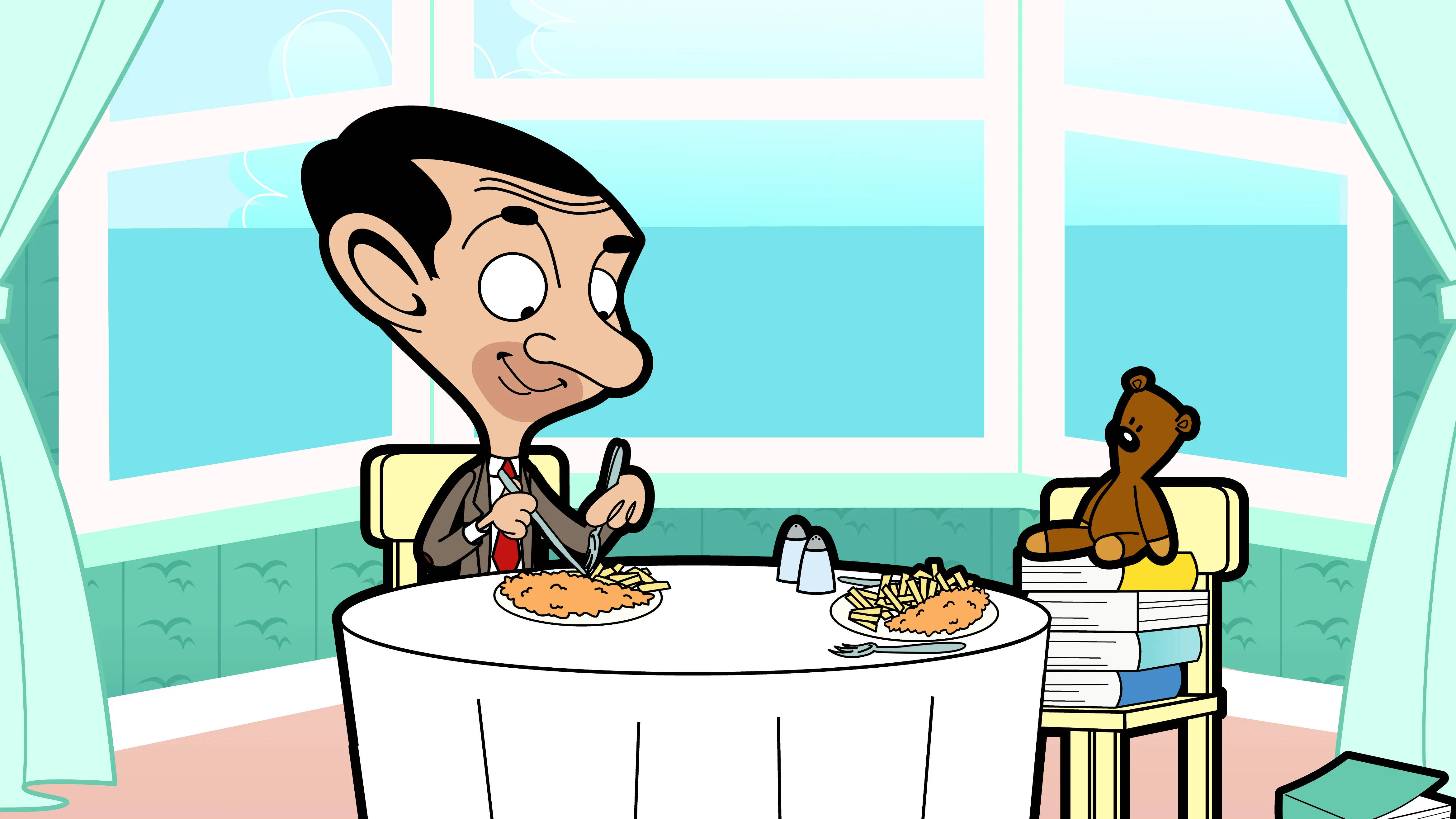 Cartoon Mr Bean 4k Eating Background