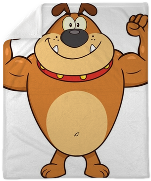 Cartoon Muscular Bulldog Flexing PNG