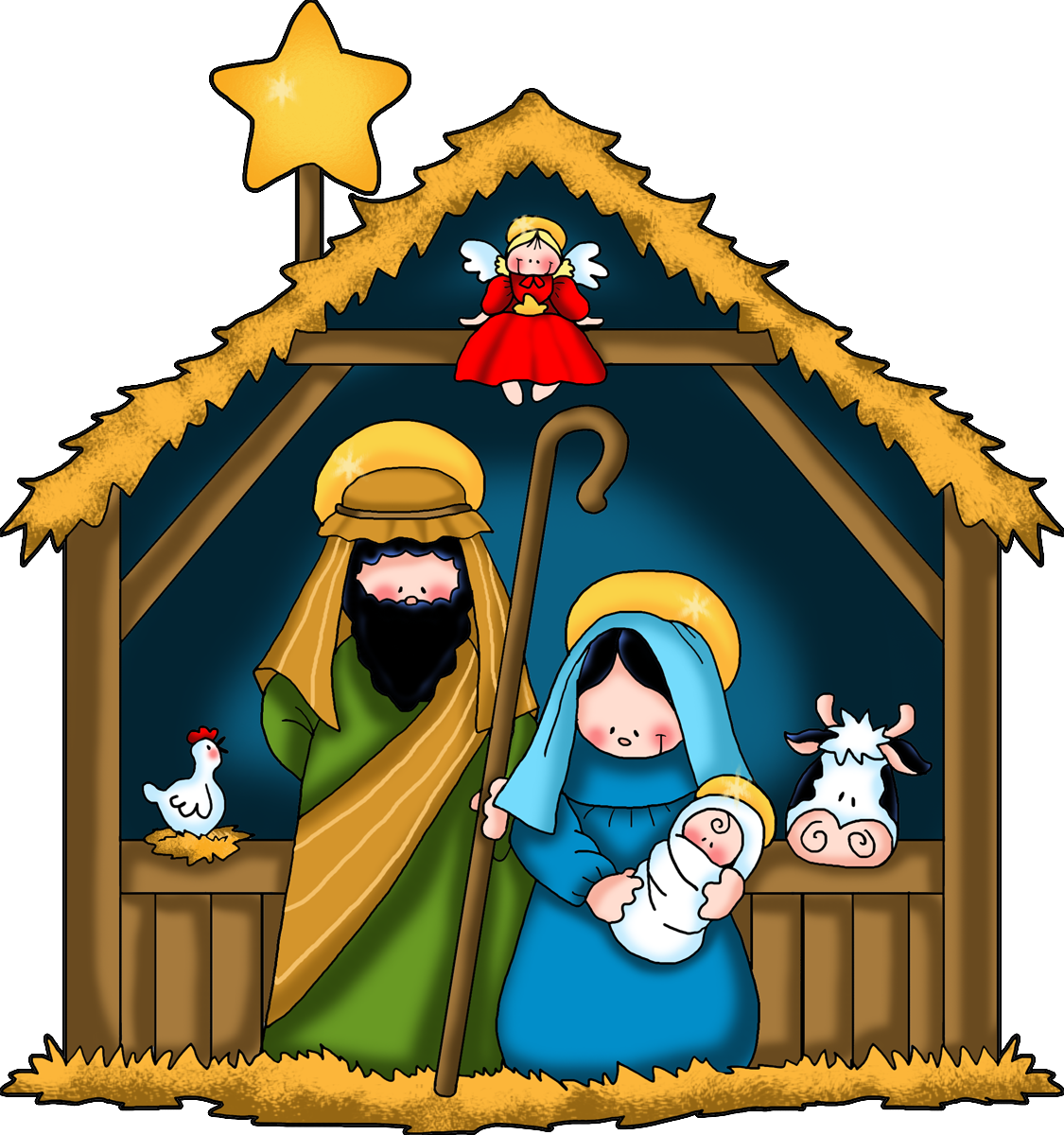 Cartoon Nativity Scene PNG