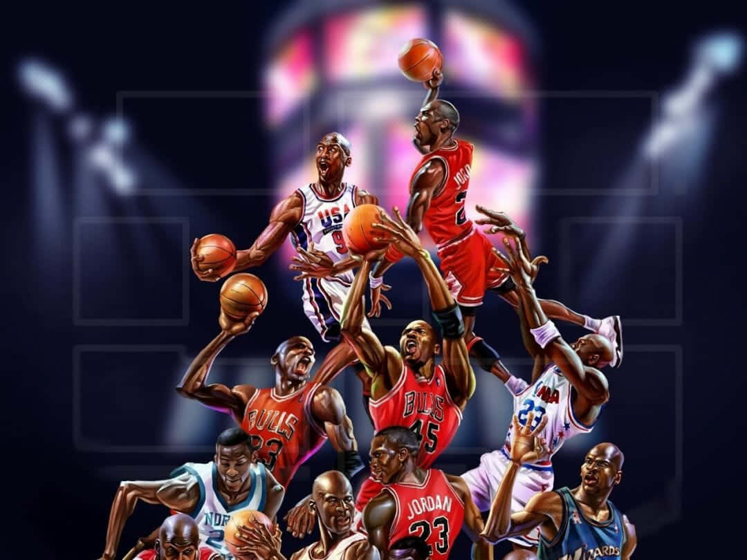 Einposter Mit Vielen Basketballspielern Im Hintergrund. Wallpaper