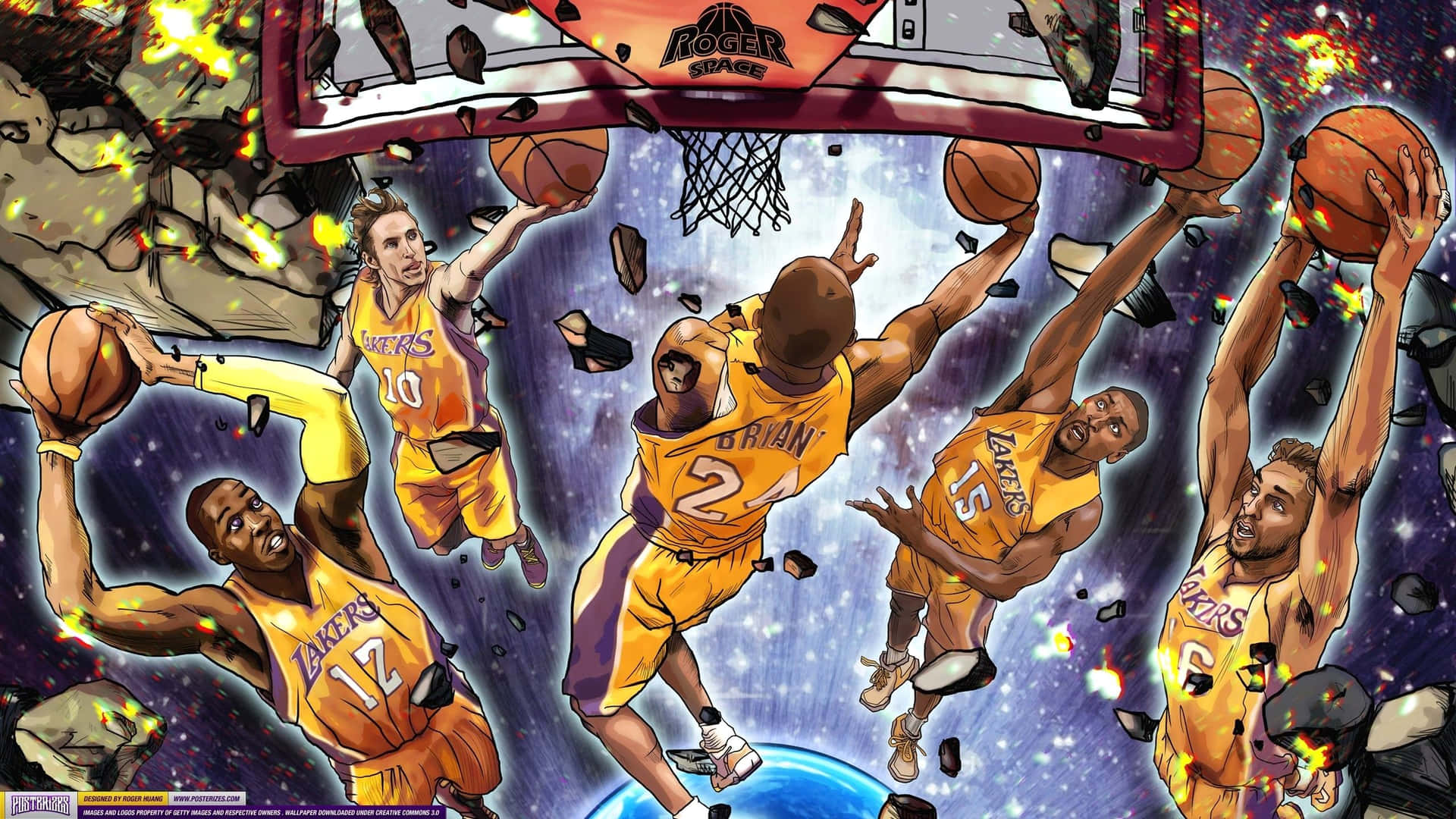 Cartoon Nba Players Lakers Wallpaper
