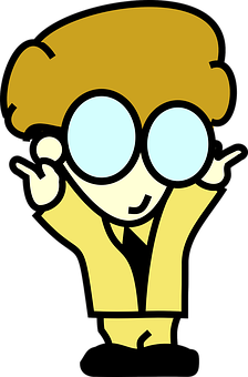 Cartoon Nerd Character Adjusting Glasses PNG