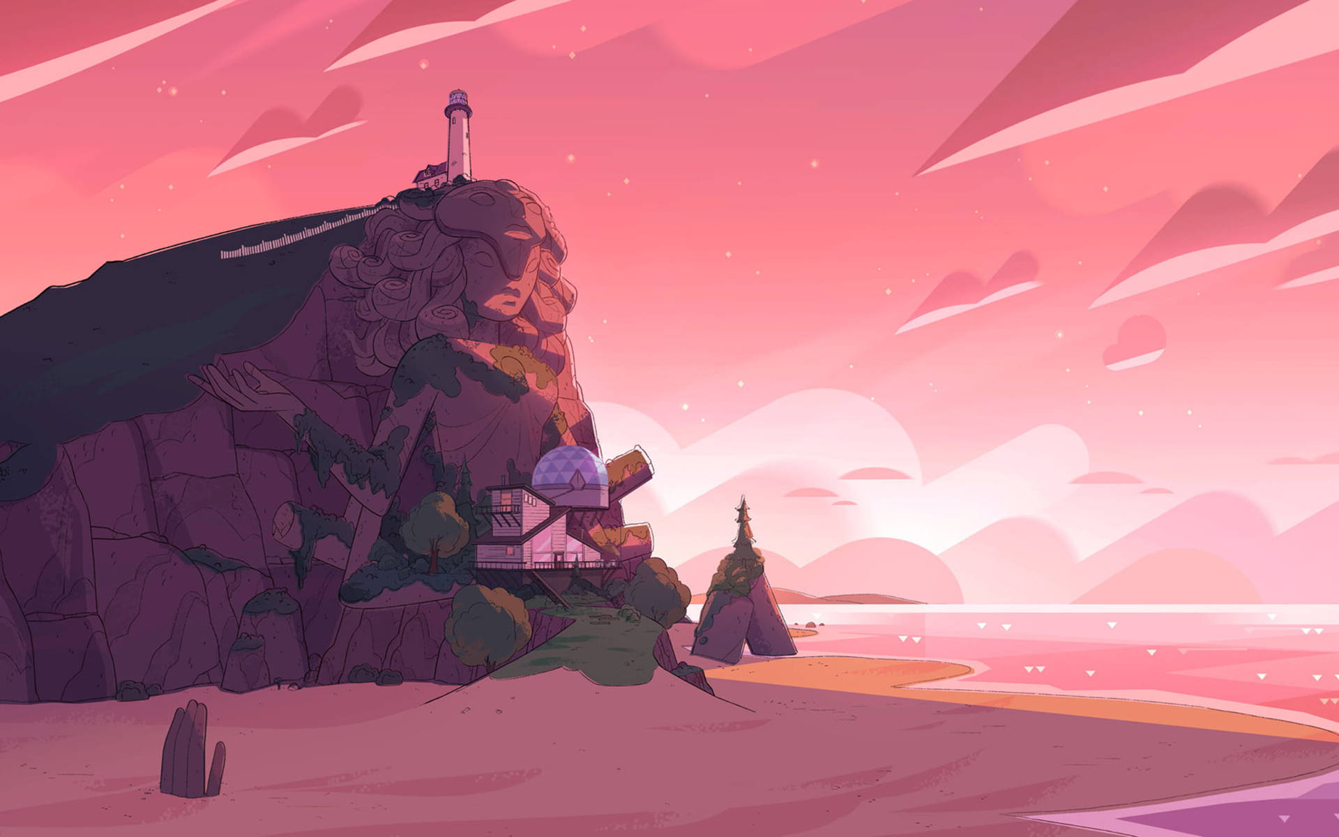 Cartoon Network Pink Beach Background